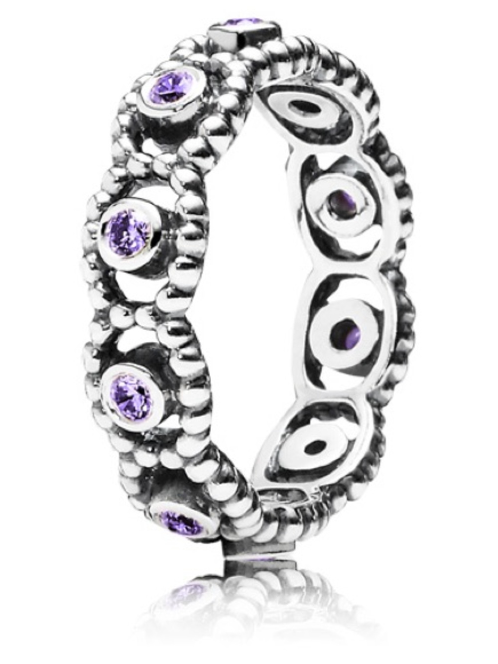 Genuine Retired PANDORA Her Majesty Ring w. Purple CZ; 190881ACZ